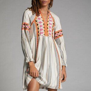 Anthropologie Lottie Embroidered Mini Dress-Size S